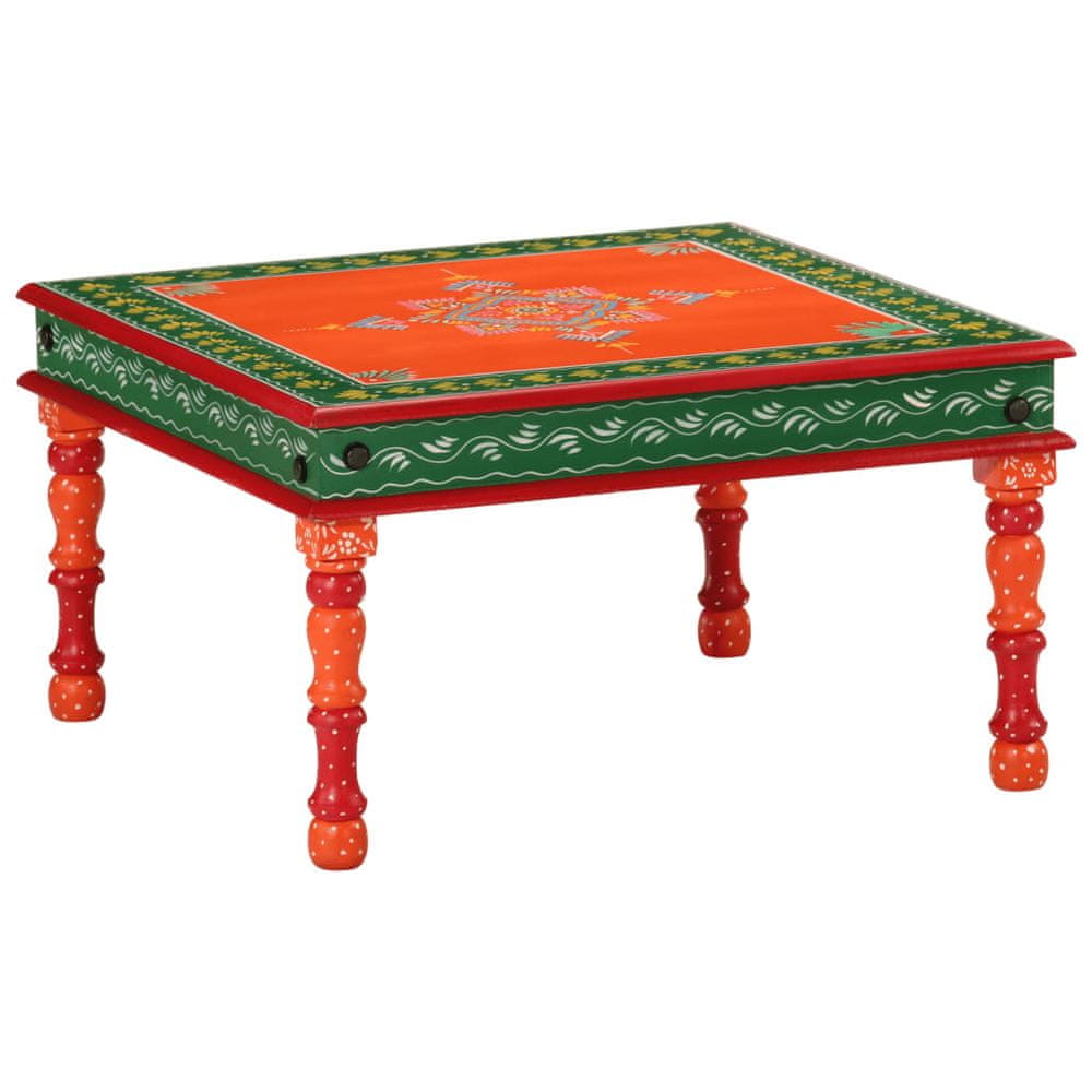 Vidaxl Konferenčný stolík oranžový ručne maľovaný masívny mangovník